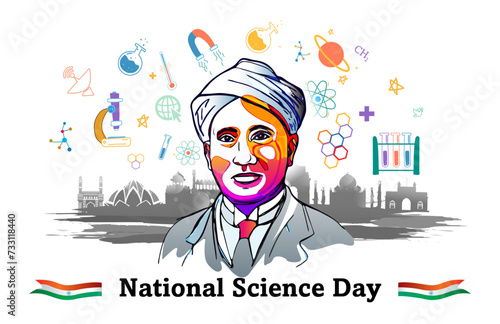 Vector illustration of Science Day or National Science Day. Remembring Indian Scientist and celebration background.