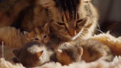 Cat with kittens © cherezoff