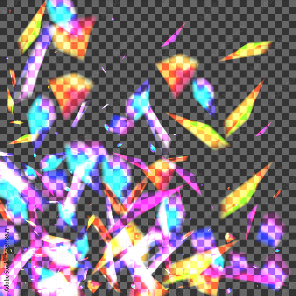 Multicolored Confetti Background Transparent Vector. Twinkle Fade Texture. Blue Reflex Design. Blur Graphic. Spark Technology Template.