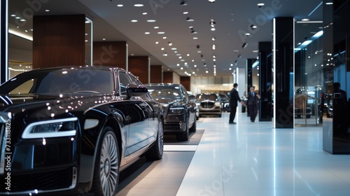 Sales talk in luxury car dealership with potential buyers and vehicles © พงศ์พล วันดี
