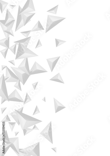 Fototapeta Naklejka Na Ścianę i Meble -  Silver Crystal Background White Vector. Triangular Trendy Design. Gray Simple Tile. Element Futuristic. Grizzly Pyramid Illustration.