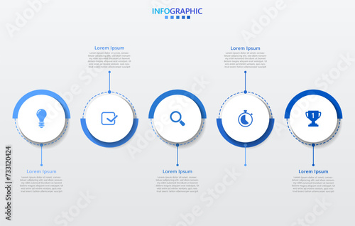 Infographic template for business. Modern Timeline infograph with 5 steps.