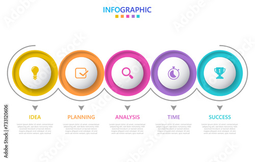 Infographic template for business. Modern Timeline infograph with 5 steps.