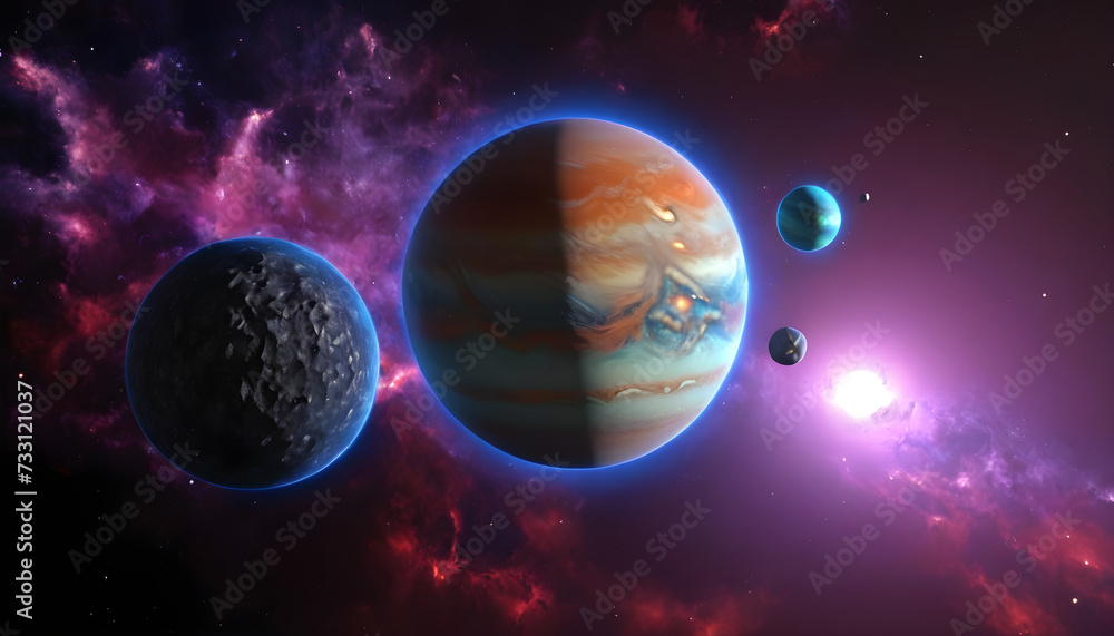 Obraz premium alien planet with space