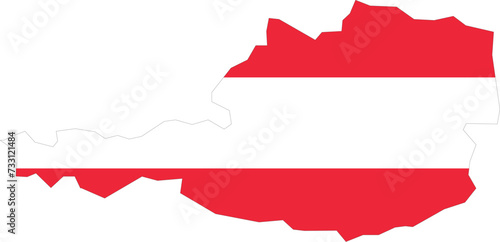 Austria map with flag isolated on white background