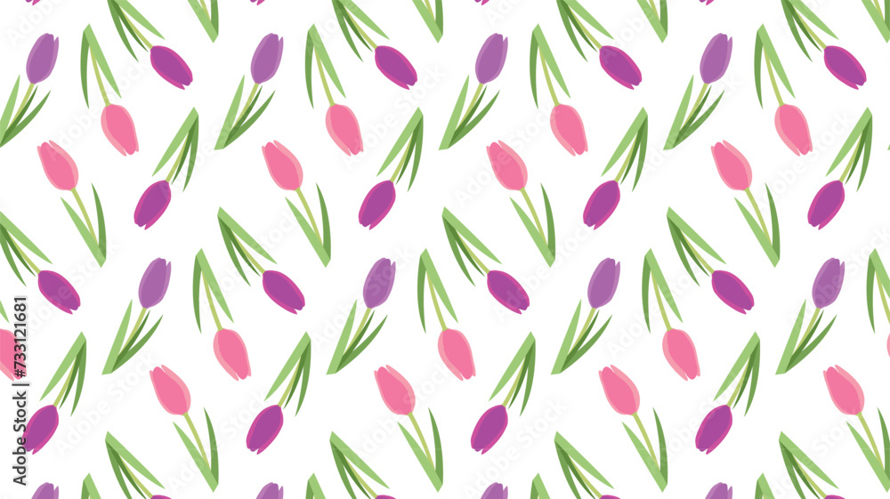 spring flowers seamless pattern for women's day. floral repetitive pattern with tulips. mother's day decoration