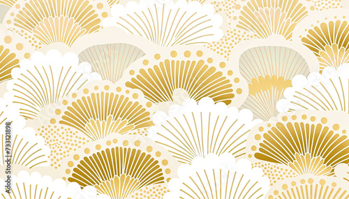 Seamless pattern with Japanese paper fans Vector Illustration