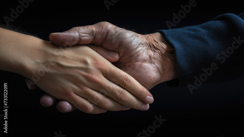 Helping hands, care for the elderly concept 