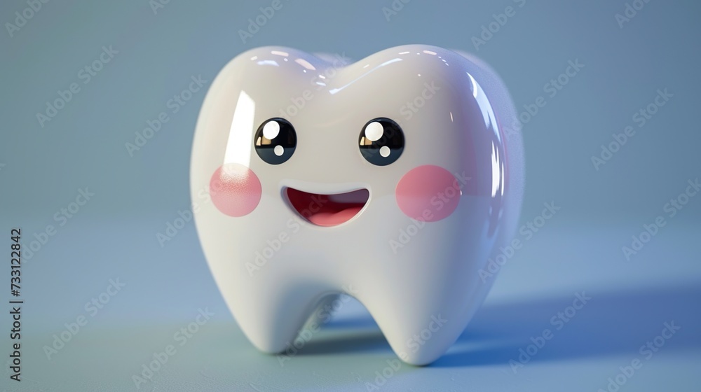 White cartoon Tooth, dental character or mascot. 3d rendering. White cartoon Tooth, dental character or mascot. 3d rendering.