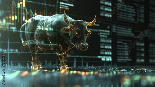 Bullish market trend in crypto currency or stocks. Stock Marketing or Financial Investment
