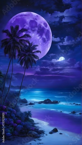 night landscape with moon and sea