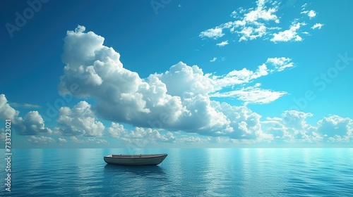 Beautiful ocean beach and boat photo