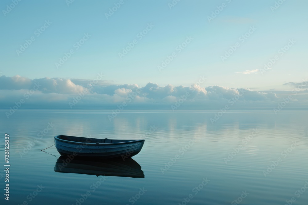 Fototapeta A calm water with a lone boat