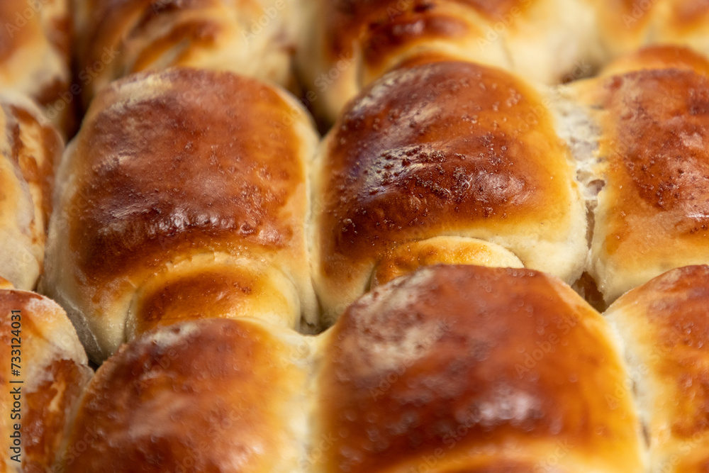 Traditional homemade yeast rolls filled with jam Traditional homemade yeast rolls filled with jam