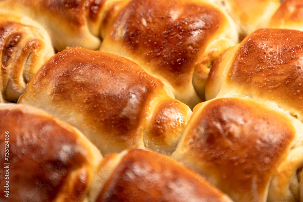 Traditional homemade yeast rolls filled with jam Traditional homemade yeast rolls filled with jam