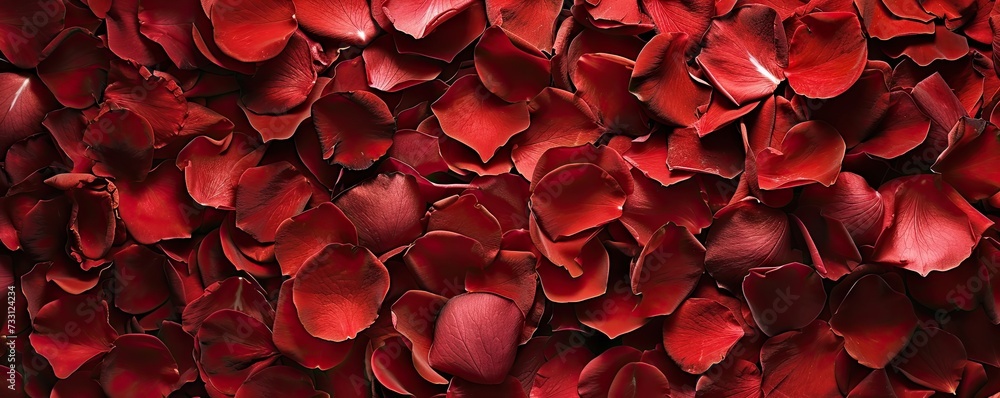 Red rose petals banner.