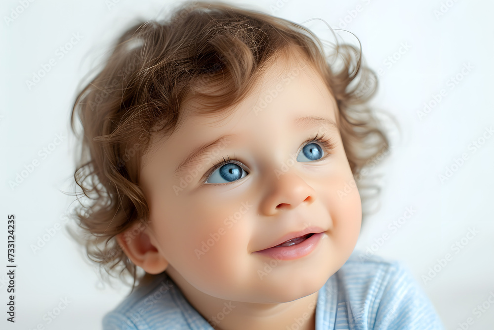 Closeup portrait of kid toddler boy isolated on white background. Closeup portrait of kid toddler boy isolated on white background.