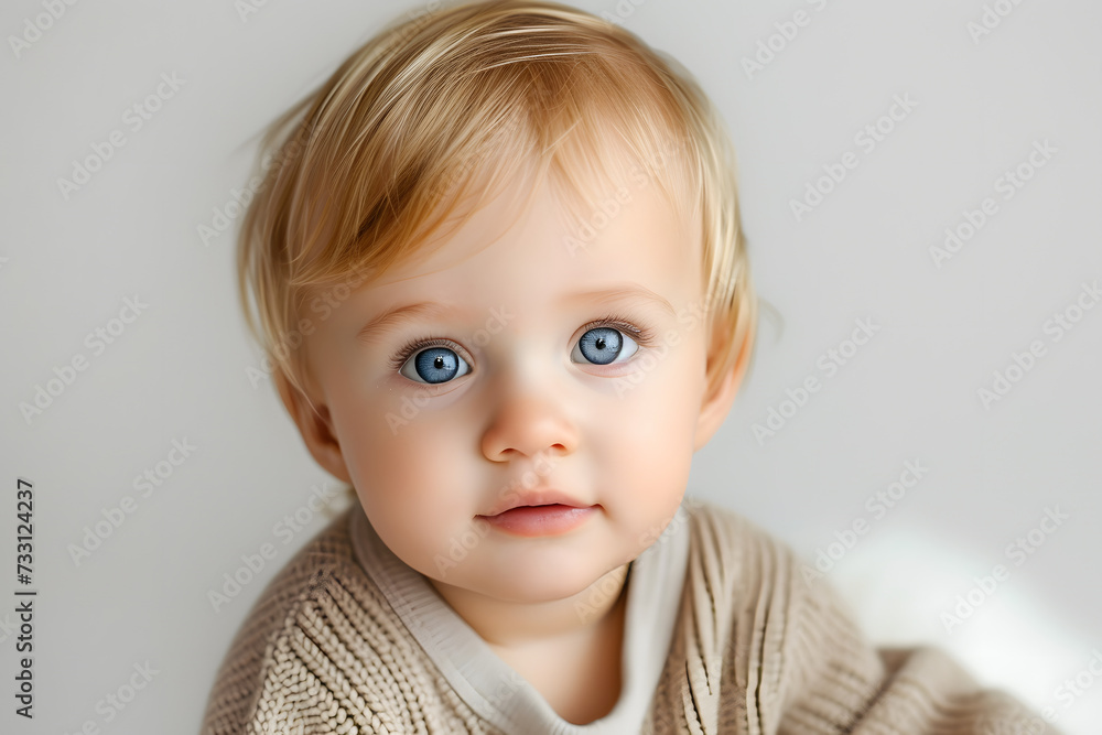 Closeup portrait of kid toddler boy isolated on white background. Closeup portrait of kid toddler boy isolated on white background.