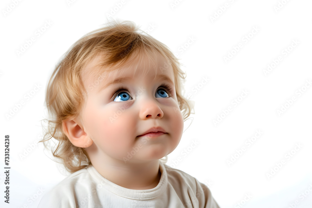 Closeup portrait of kid toddler boy isolated on white background. Closeup portrait of kid toddler boy isolated on white background.