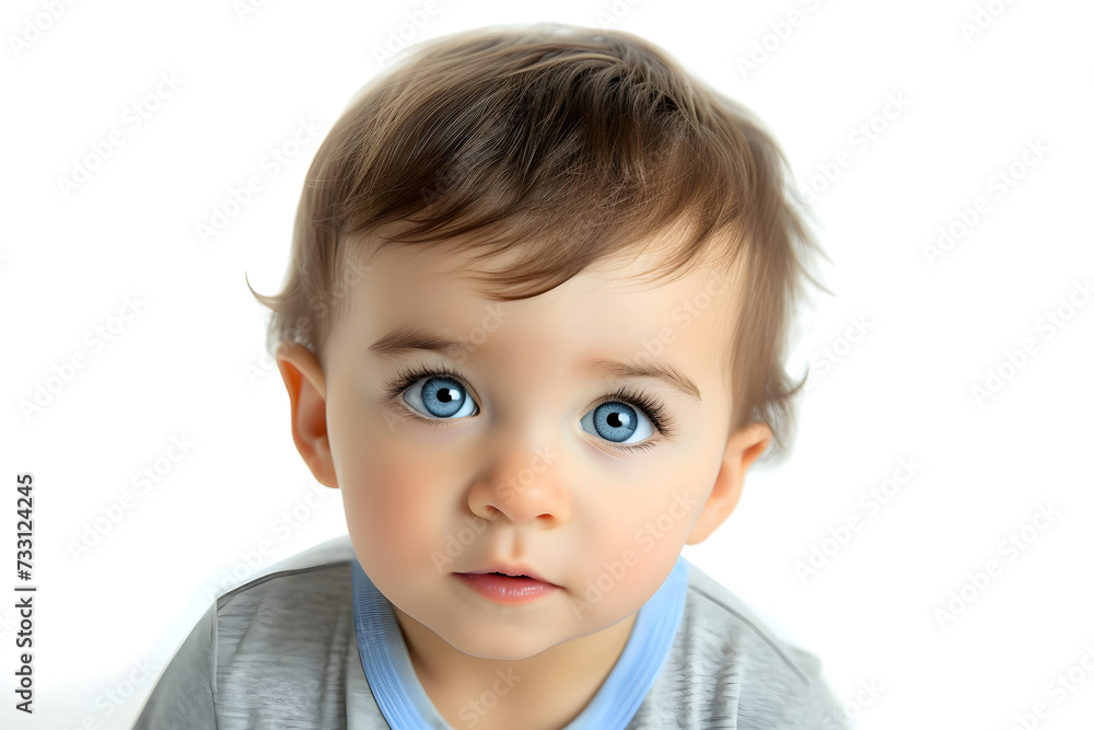 Closeup portrait of kid toddler boy isolated on white background. Closeup portrait of kid toddler boy isolated on white background.