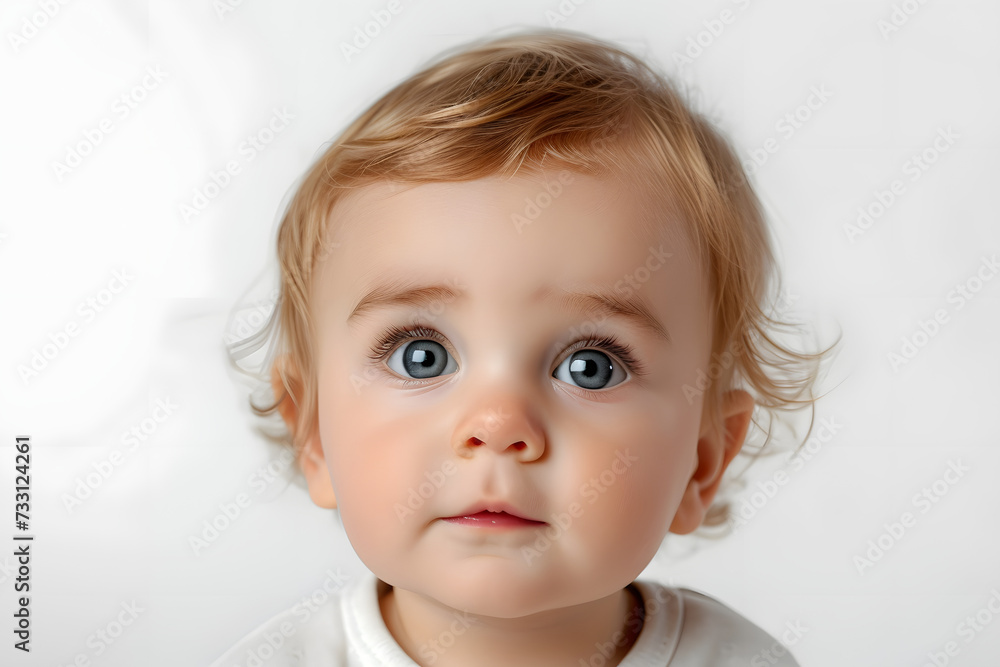 Closeup portrait of kid toddler boy isolated on white background. Closeup portrait of kid toddler boy isolated on white background.