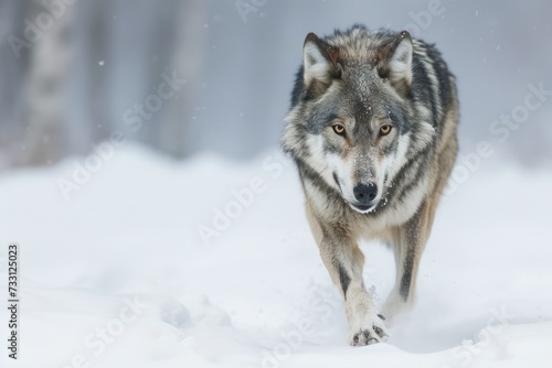 Frame a stunning image of a lone wolf