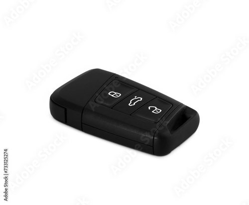 Black plastic car ignition key closeup isolated 