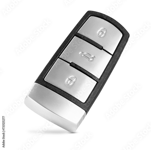 Car key with silver inserts close-up isolated