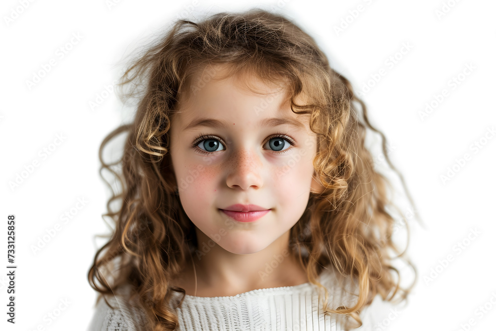 Closeup portrait of beautiful blond hair and blue eyes little girl isolated on white background Closeup portrait of beautiful blond hair and blue eyes little girl isolated on white background