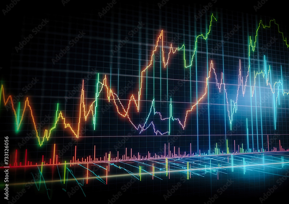 financial chart on a dark background symbolic photo for business analysis and planning