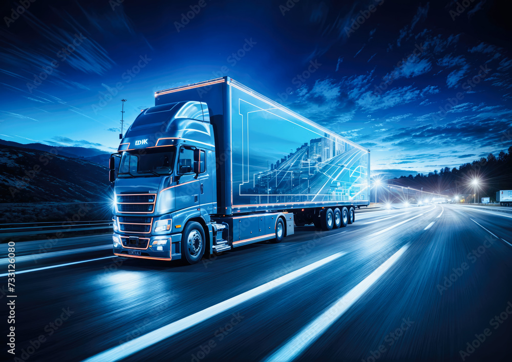 truck on the road with motion blur background, transportation and logistics concept truck on the road with motion blur background, transportation and logistics concept
