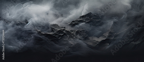 Ultrawide Abstract Organic Black Strctures In Smoke Background