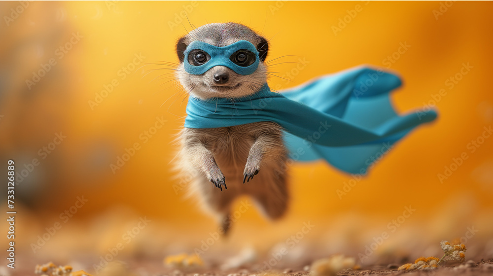 Superhero meerkat with a cape