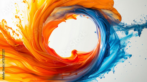 Fototapeta Naklejka Na Ścianę i Meble -  Splashes of colored paint in a circle.Frame, abstract background. Generative AI