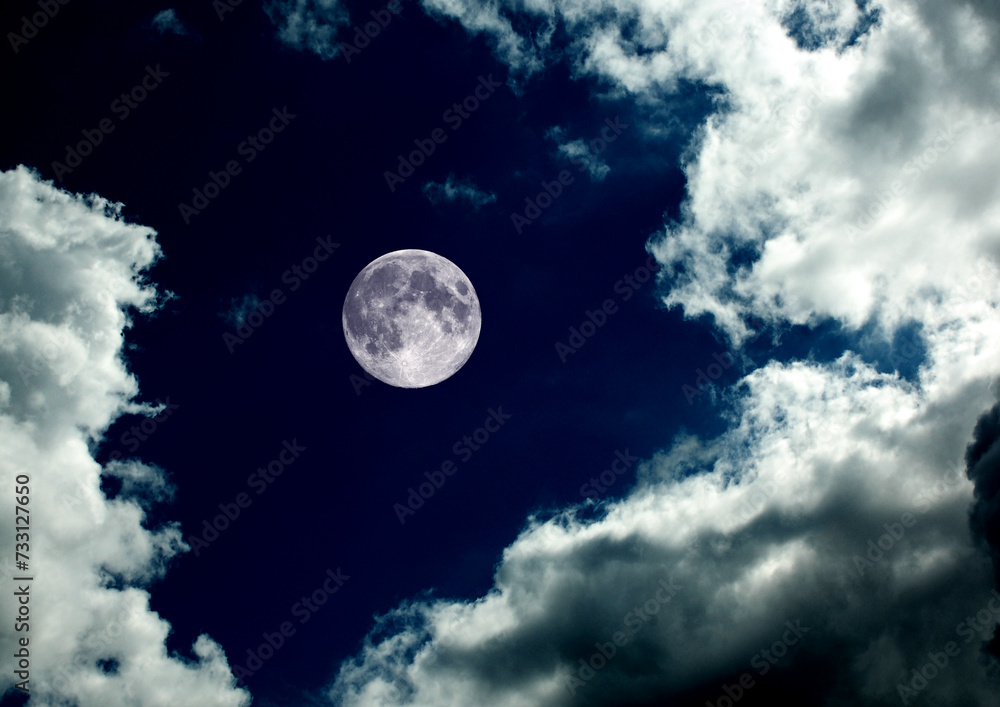 The moon in the night sky