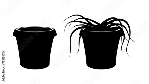flowers Pot, for Indoor and Outdoor Use, black isolated silhouette