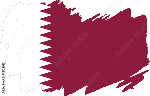Qatar flag in brush stroke effect on white background, vector design
