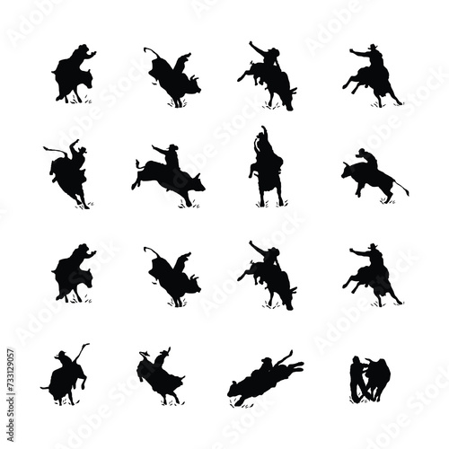 set of rodeo vector silhouette