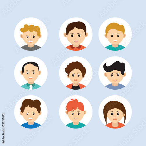set of cartoon faces avatar
