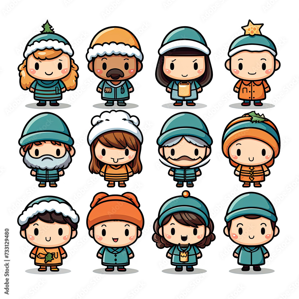 Winter Hat Brigade: A Playful Assembly of Cartoon Characters Embracing the Cold Winter Hat Brigade: A Playful Assembly of Cartoon Characters Embracing the Cold