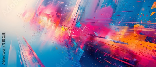 Abstract Painting of Blue, Pink, and Yellow