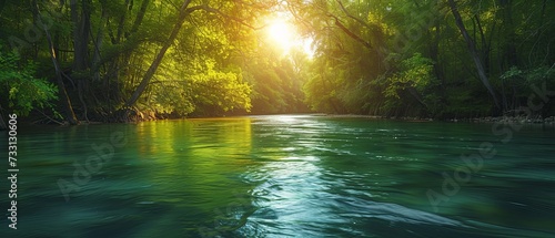 Sun Shining Through Trees Over Water © DigitalMuseCreations
