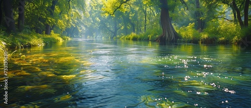 River Painting Surrounded by Trees