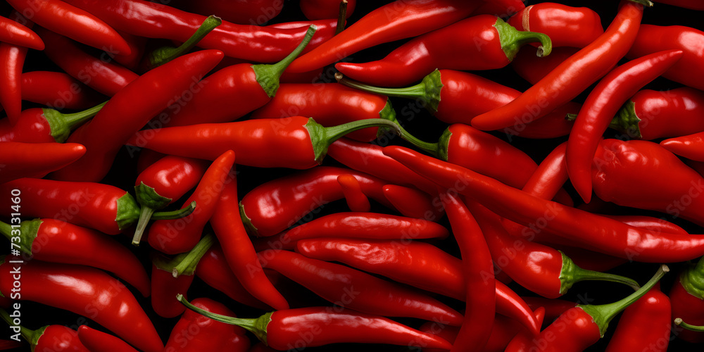 Red hot chilli peppers  traditional at rural market dark background