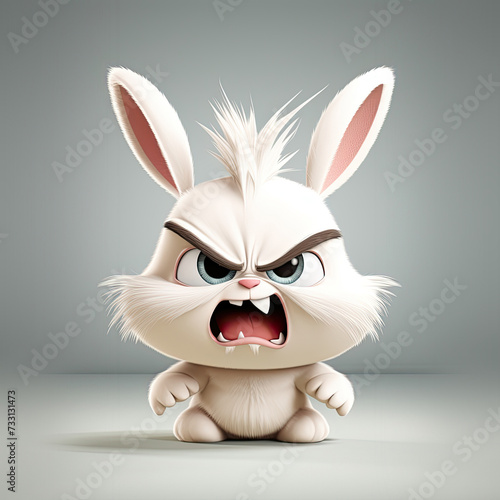 Cute Cartoon Angry Bunny Ch...