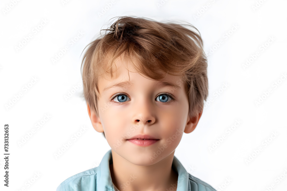 Closeup portrait of handsome little boy isolated on white background Closeup portrait of handsome little boy isolated on white background