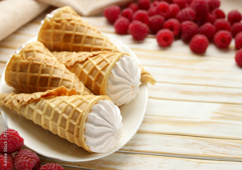 vanilla ice cream in a waffle cone