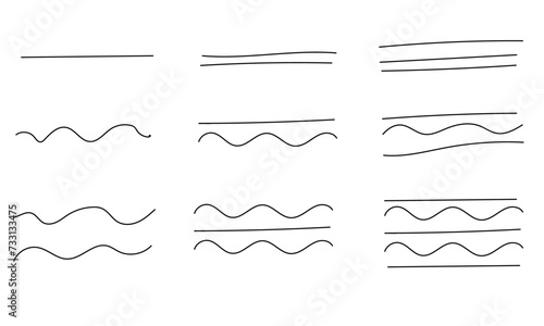 Abstract wave lines on white background. Set of many waves lines background. Abstract horizontal wavy curve lines background.