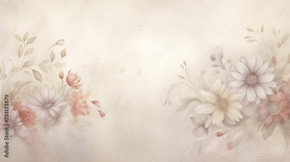 Flowers placed on both sides background