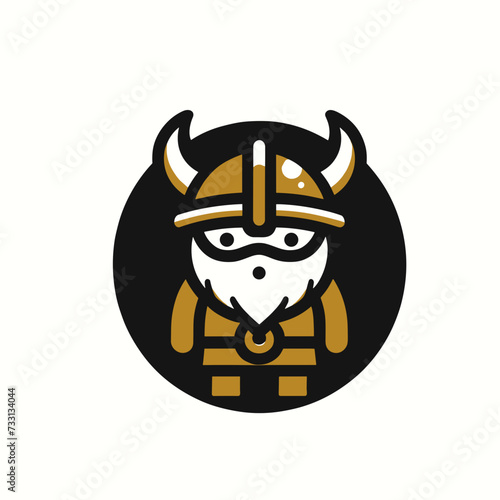 Samurai Mascot Logo with Circle Background, Simple Illustration of a Traditional Japanese Warrior in Stylized Cartoon Style